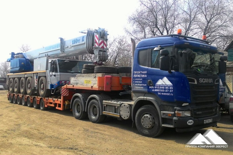 Перевозка самоходного крана весом 52 тонны из Москвы в Иркутск — фото 1